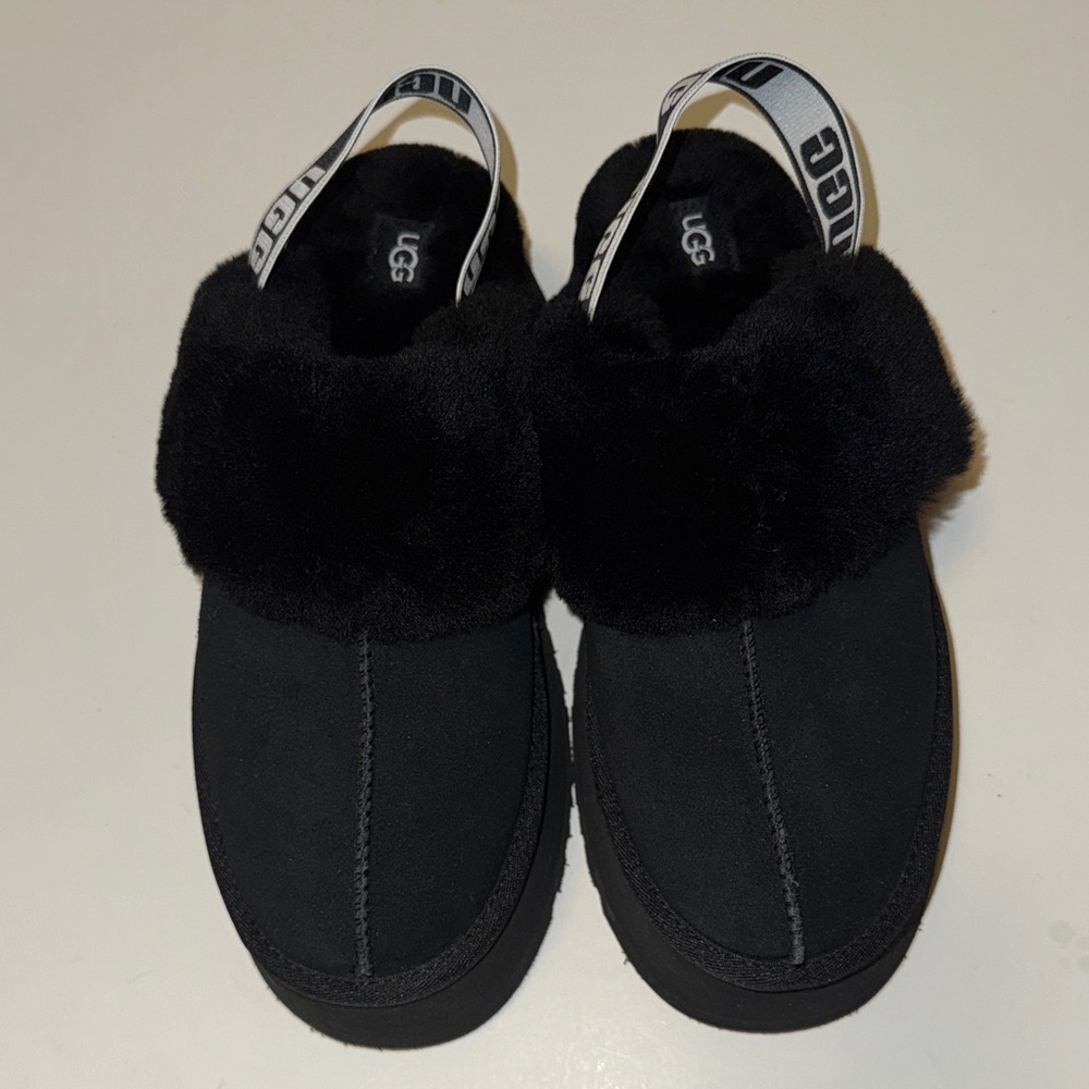 UGG Black Fur-Lined Slip-Ons